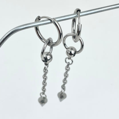 Titanium-Steel Waterproof Double-Ring Ball Earrings