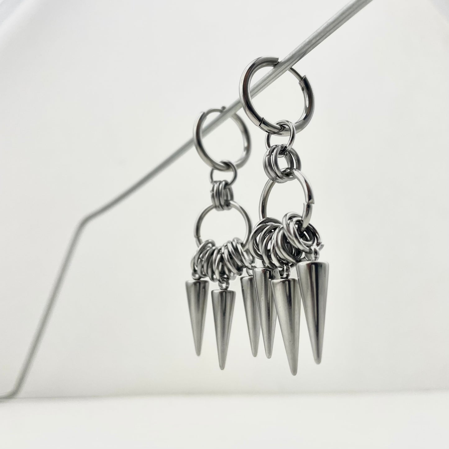 Titanium Waterproof Earring Pointed Cone Coil Stud Earrings