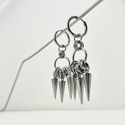 Titanium Waterproof Earring Pointed Cone Coil Stud Earrings