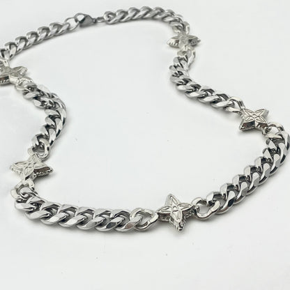 Titanium Chain Alloy Cross-Shaped Bead Necklace