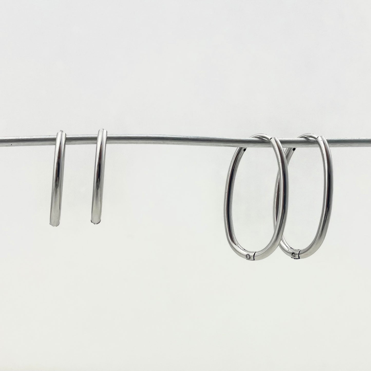Minimalist Titanium Waterproof Earring Oval Earrings Hoops