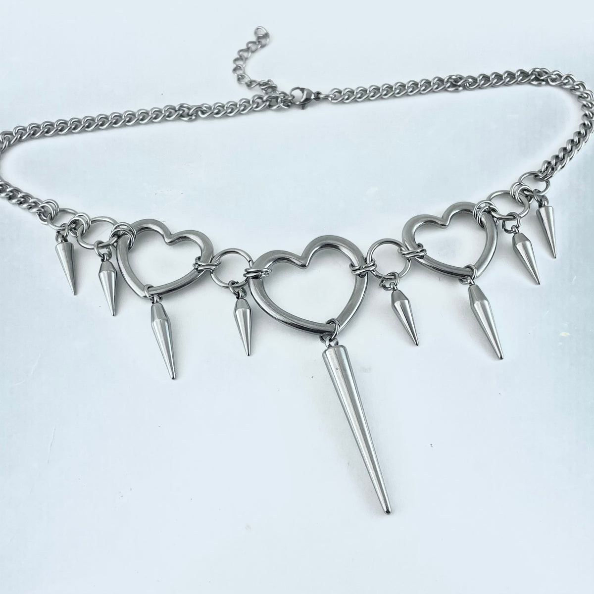 Titanium-Steel Waterproof Heart-Shaped Rivet Necklace