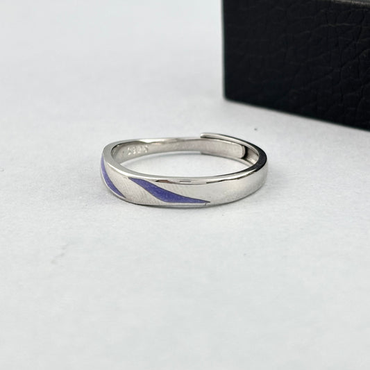 S925 Sterling Silver Men's Purple Luminescent Textured Ring