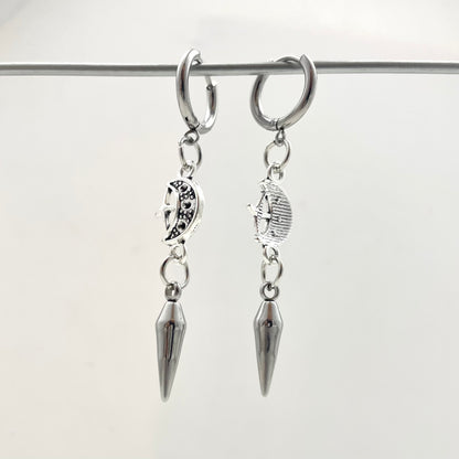 Titanium Steel Moon Earrings