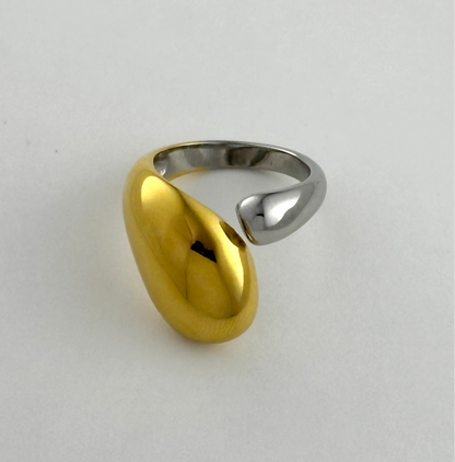 Stainless Steel Twisted Gold and Silver Mixed Color Ring