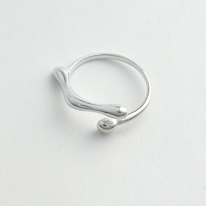 S925 Sterling Silver Geometric Liquid Irregular Ring