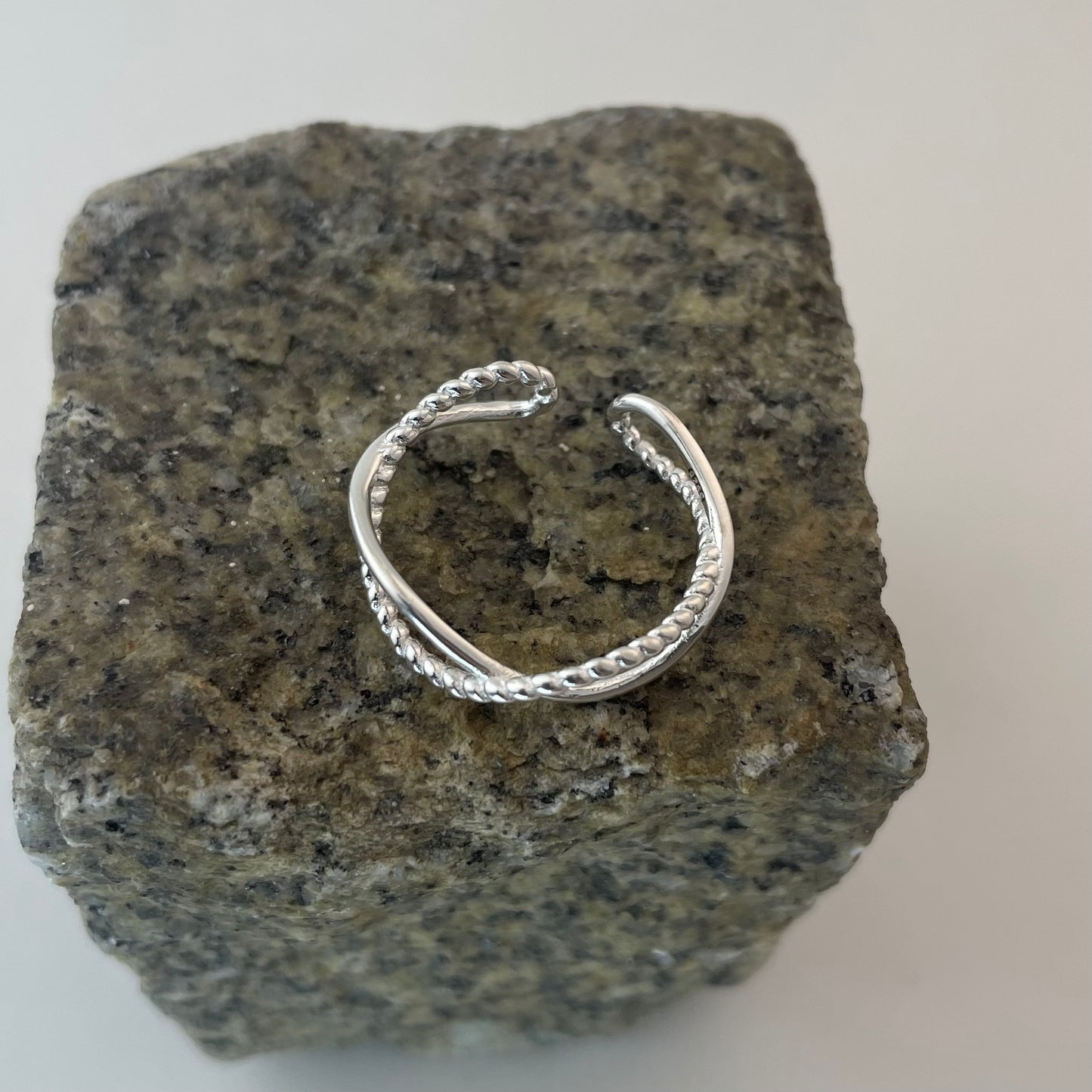 S925 Sterling Silver Double Twist Open Ring