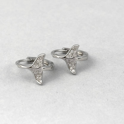 S925 Sterling Silver Sparkling Whale Tail Earrings