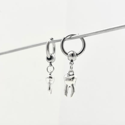 Titanium Steel Punk Tooth Pendant Earrings