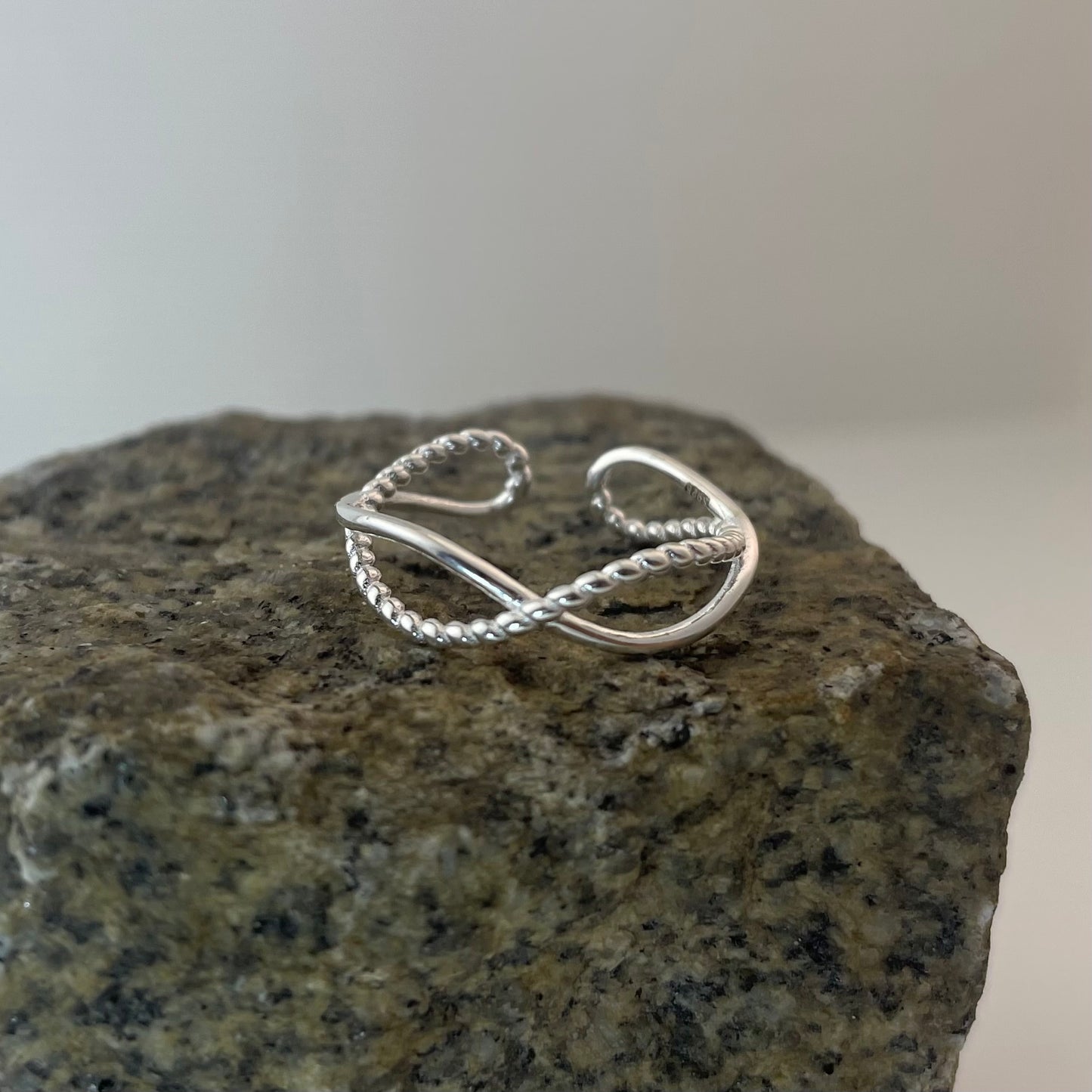 S925 Sterling Silver Double Twist Open Ring