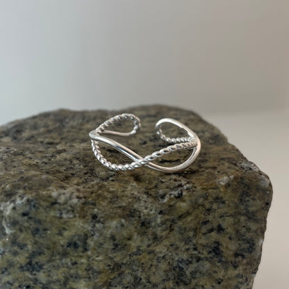 S925 Sterling Silver Double Twist Open Ring