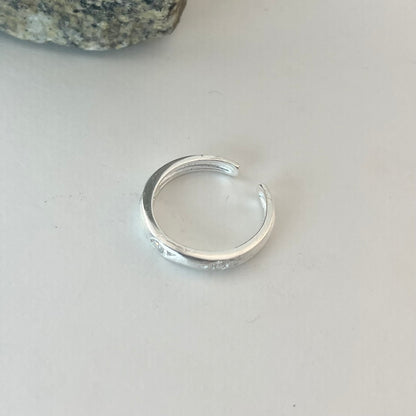 S925 Sterling Silver Ring with Frosted Zirconia Setting Design