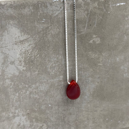 S925 Sterling Silver Red Agate Pendant Necklace