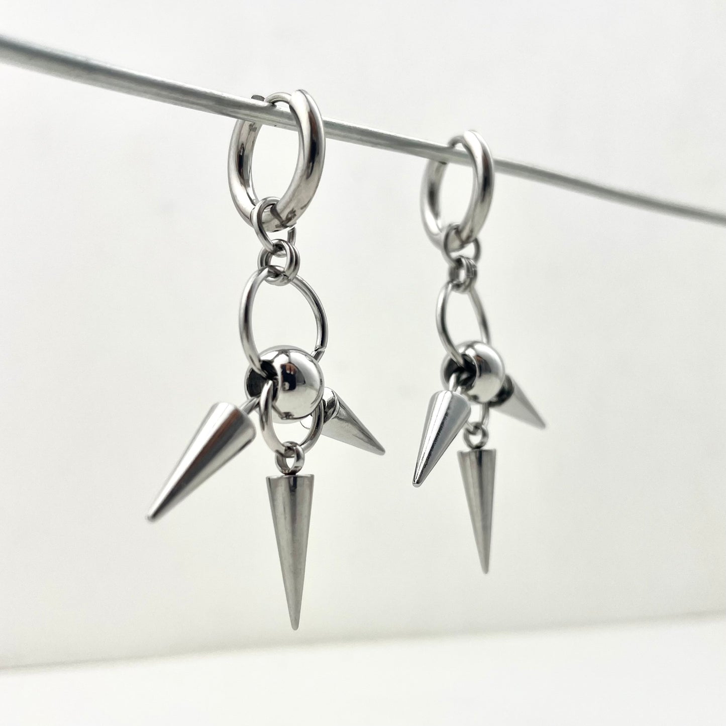 Titanium Waterproof Earring Gothic Stud Earrings with Double-Sided Clasp