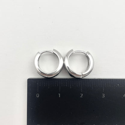 S925  Sterling Silver Polished Round Earrings Hoops