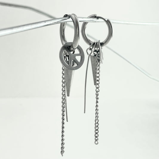 Titanium Steel Chain Rivet Earrings