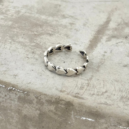 S925 Sterling Silver Vintage Style Heart Ring