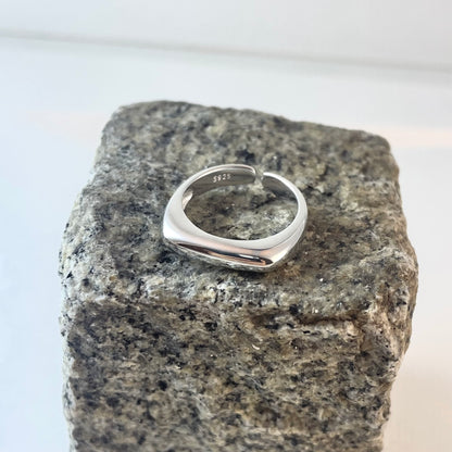 S925 Sterling Silver Minimalist Geometric Curved Open Ring