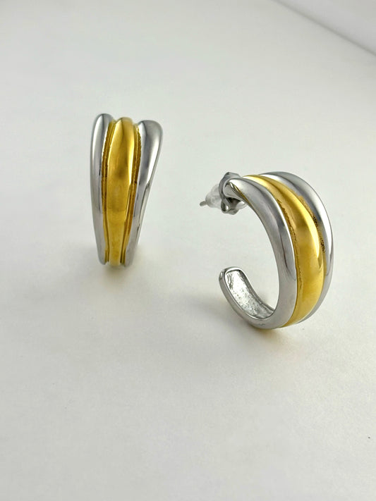 Gold plated titanium steel hoop earrings