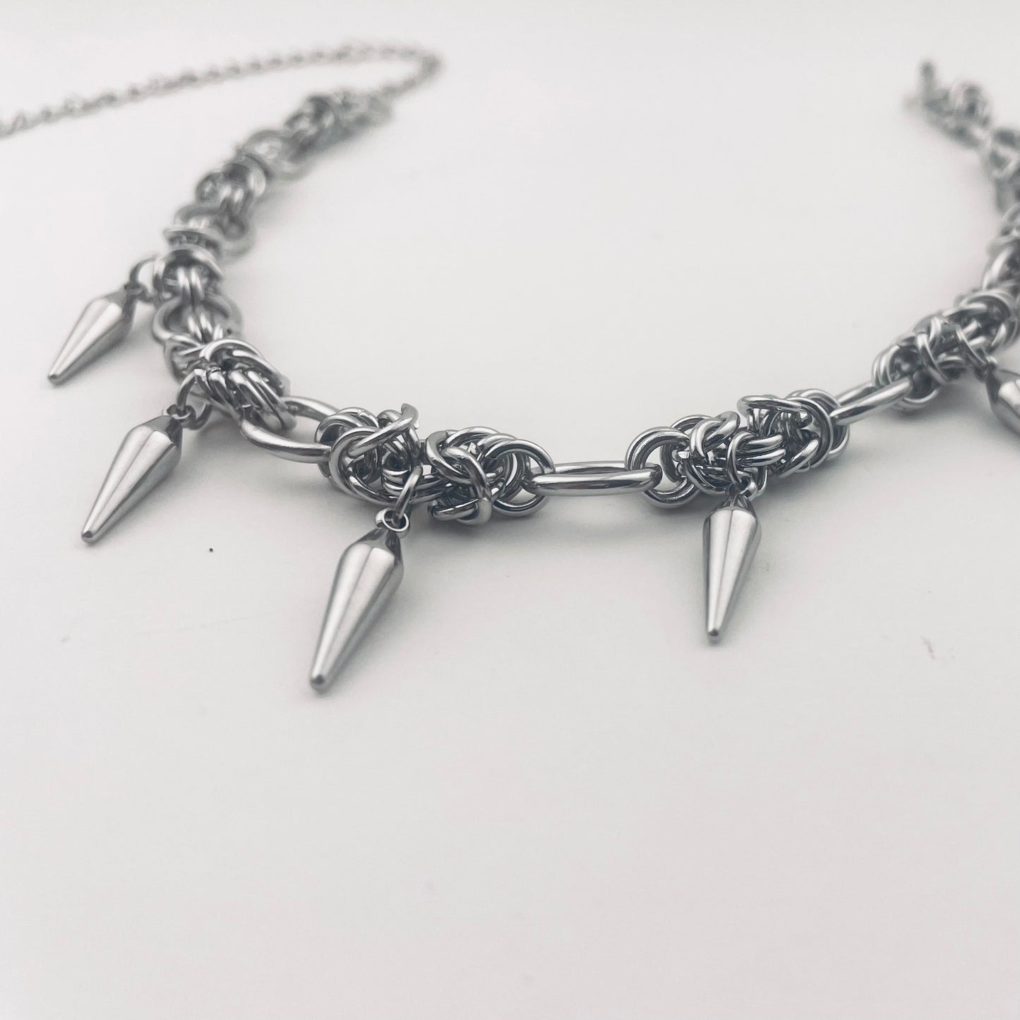 Titanium and Steel Choker Woven and Spliced Necklace