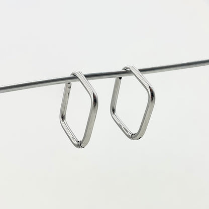Simple Diamond-Shaped Titanium Waterproof Earrings Hoops