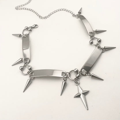 Cross-shaped Cone Pendant Stainless Steel Necklace