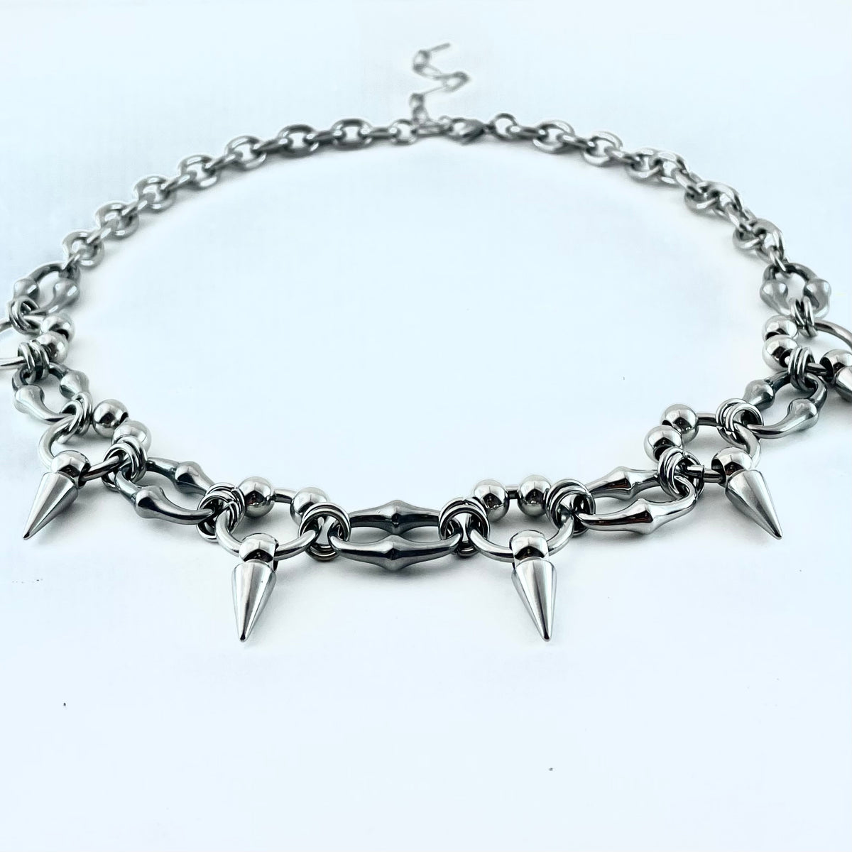 Titanium-Steel Waterproof Punk-Style Pointed Cone Choker