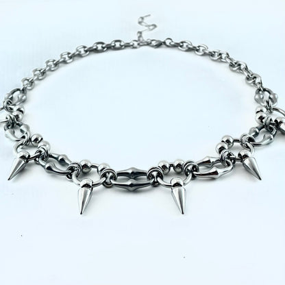 Titanium-Steel Waterproof Punk-Style Pointed Cone Choker