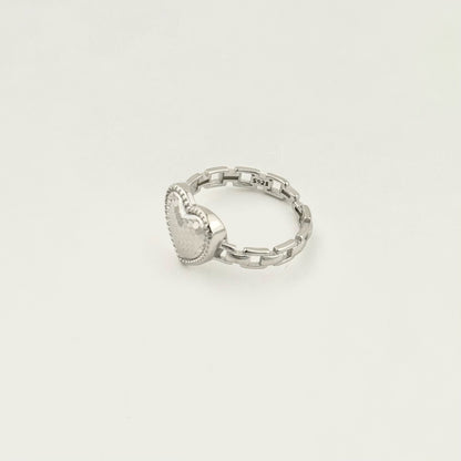 S925 Sterling Silver Chain Heart Ring