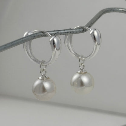 S925 sterling silver pearl pendant earrings