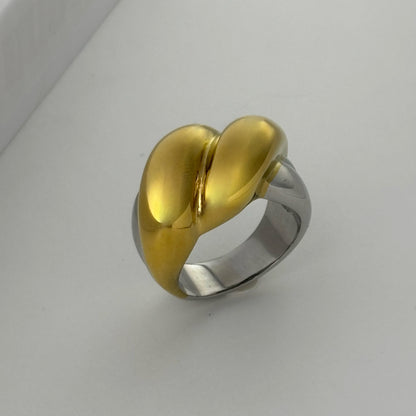 Stainless Steel Twisted Gold and Silver Mixed Color Ring