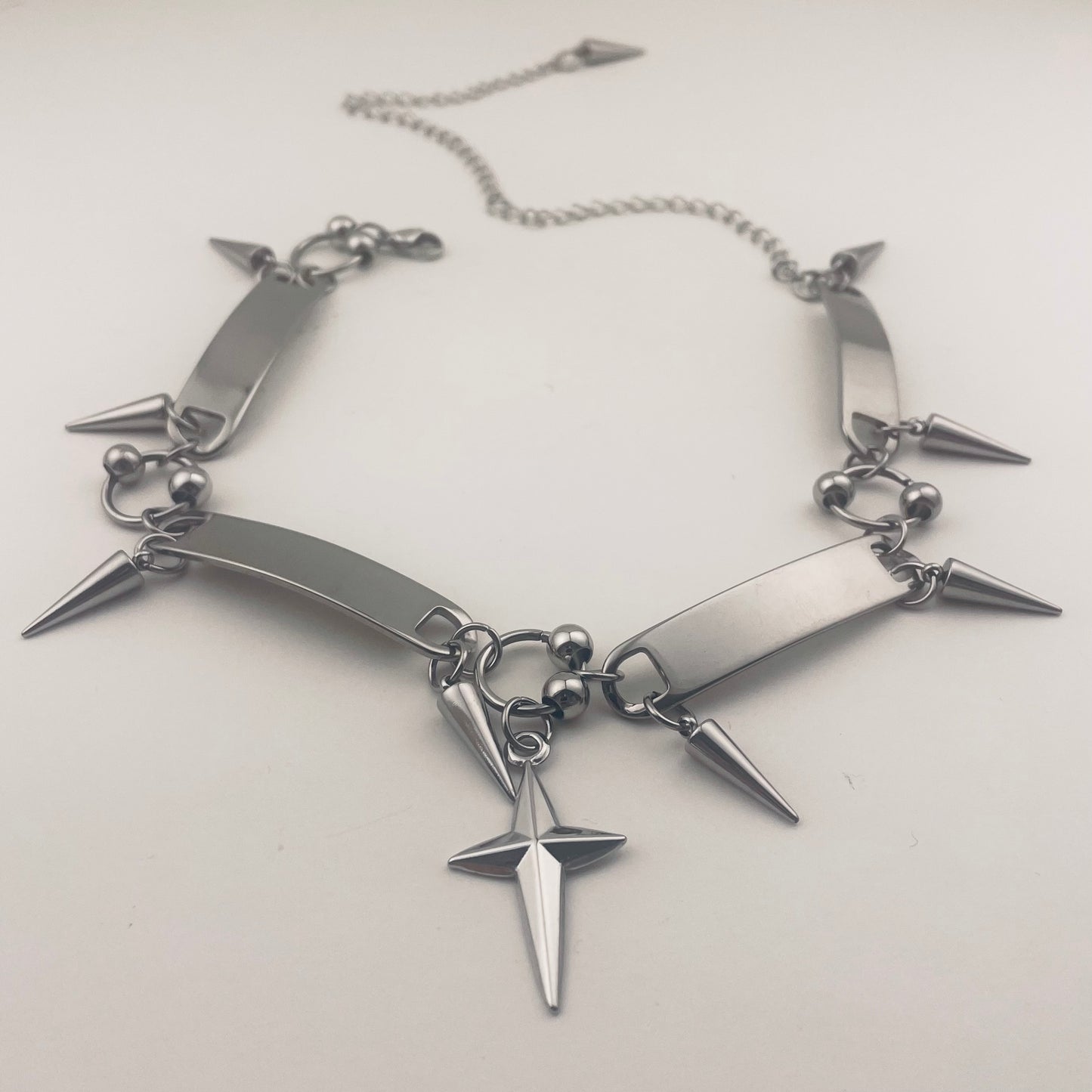 Cross-shaped Cone Pendant Stainless Steel Necklace