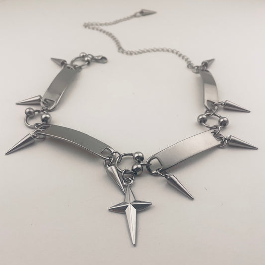 Cross-shaped Cone Pendant Stainless Steel Necklace