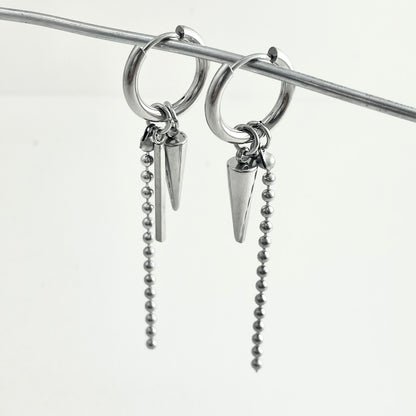 Titanium Steel Rivet Chain Pendant Earrings