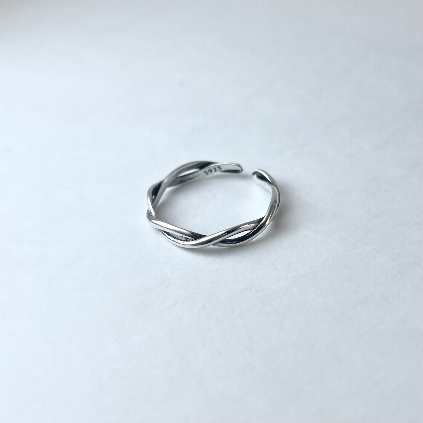 S925 Sterling Silver Twisted Open Ring