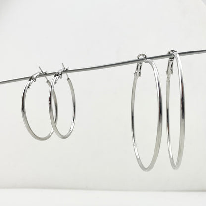 Minimalist Round Hoop Waterproof Earrings in Titanium