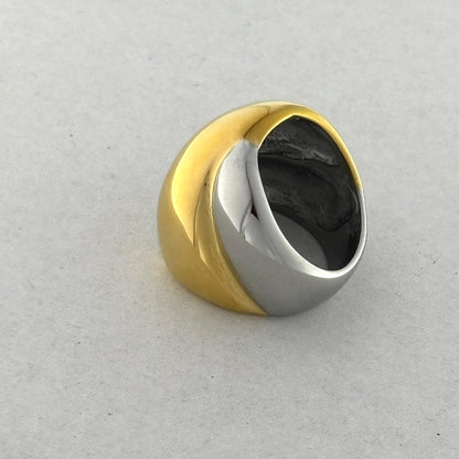 Stainless Steel Wide Gold and Silver Mixed Color Ring