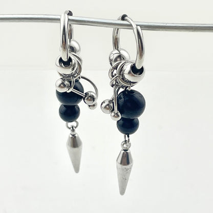 Titanium Waterproof Black Pearl Earring Stud Pendant