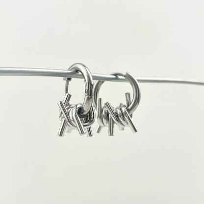 Titanium-Steel Waterproof Earrings, Alloy Thorn Pendant