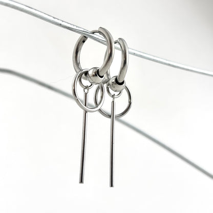 Long Beaded Titanium Earrings