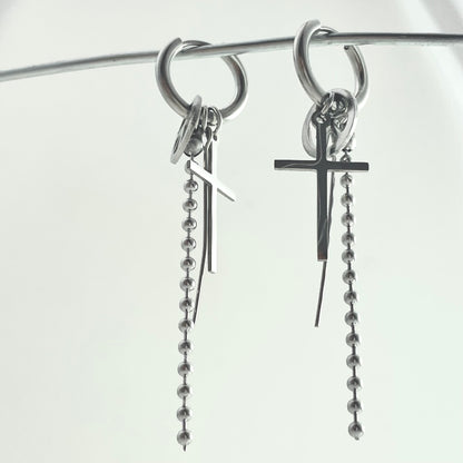 Titanium Steel Cross Chain Pendant Earrings