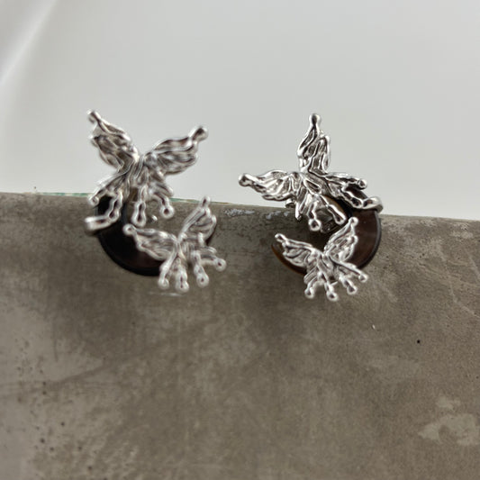 S925 Sterling Silver Butterfly Resin Earrings