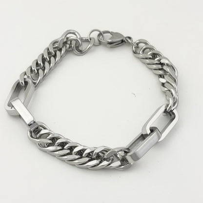 Titanium and Steel Spliced Cuban Bracelet