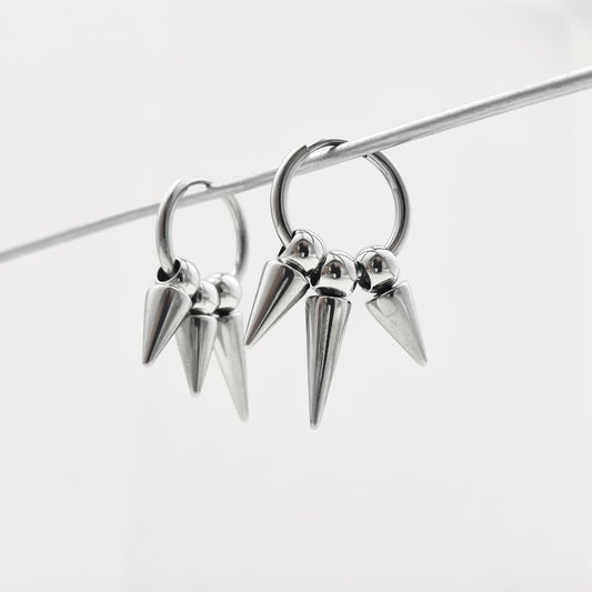 Titanium Steel Three-Rivet Pendant Earrings