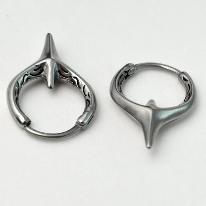 Stainless Steel Pierced Design Hoop Earrings