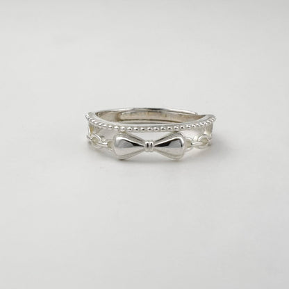 S925 Sterling Silver Double Ribbon Ring