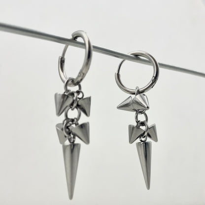 Titanium Waterproof Earring Pointed-Tip Grape Pendant Earrings with A Patchwork Design