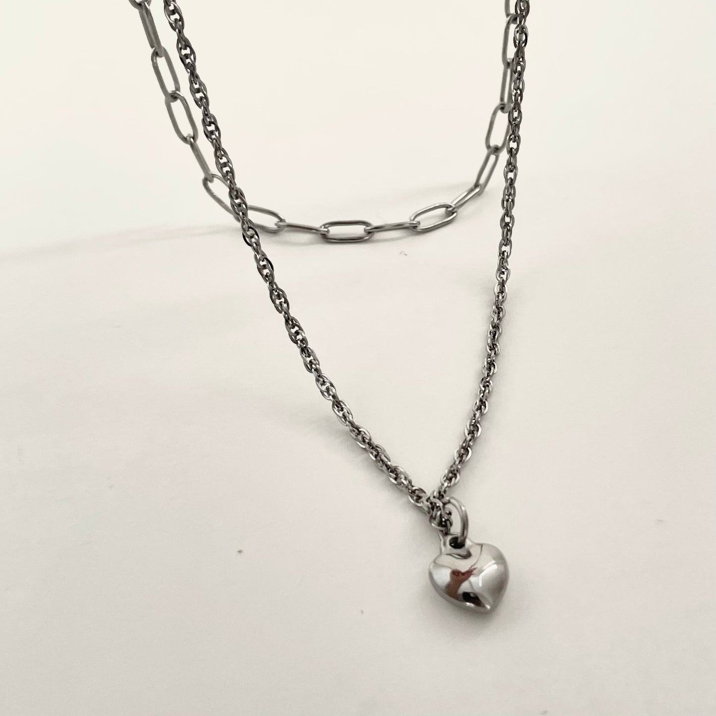 Titanium Steel Double-Layer Heart Necklace