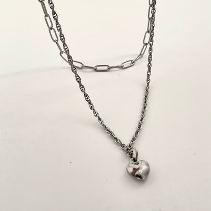 Titanium Steel Double-Layer Heart Necklace