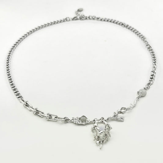 Flame Moonstone Titanium Chain Necklace